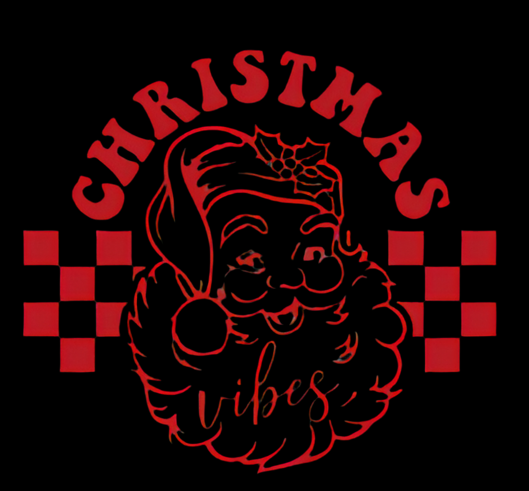 Transfer Images only shown: Christmas Vibes Santa Checkered in Red Ink