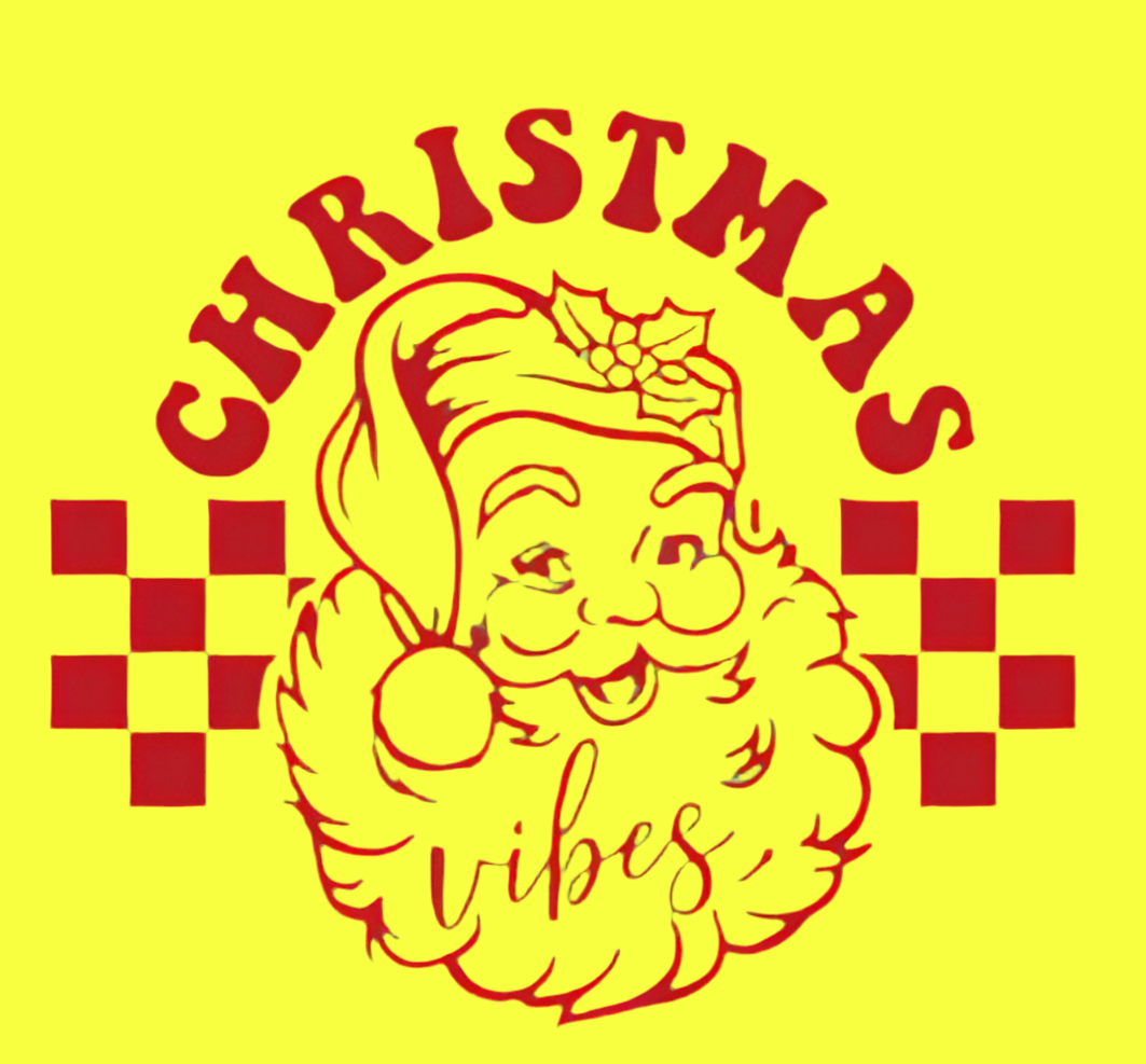 Transfer Images only shown: Christmas Vibes Santa Checkered in Red Ink