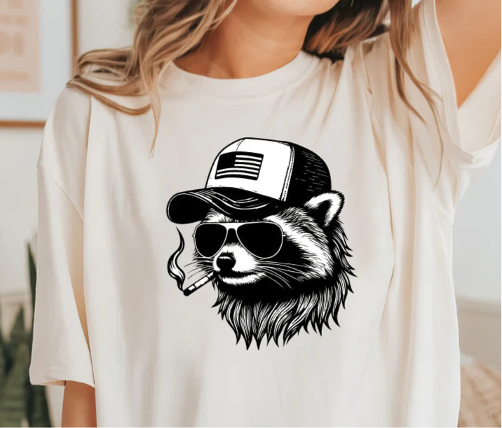 Transfer image only: Trucker hat Racoon