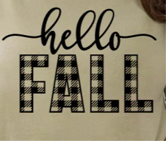 Transfer Image only: Hello fall plaid back