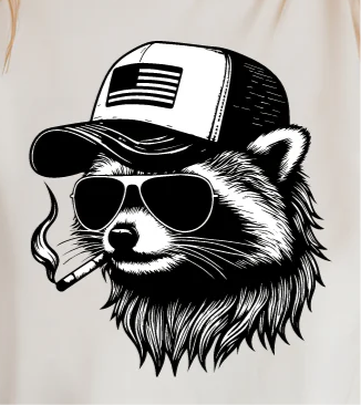 Transfer image only: Trucker hat Racoon