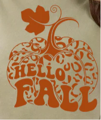 Transfer Only: Orange Ink Hello Fall Pumpkin