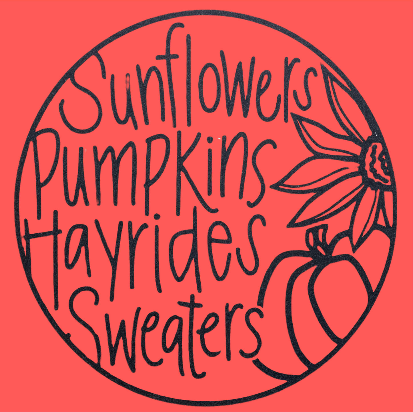 Transfer Only: Circle Sunflower, pumpkins, hayrides, sweaters