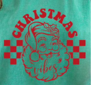 Transfer Images only shown: Christmas Vibes Santa Checkered in Red Ink