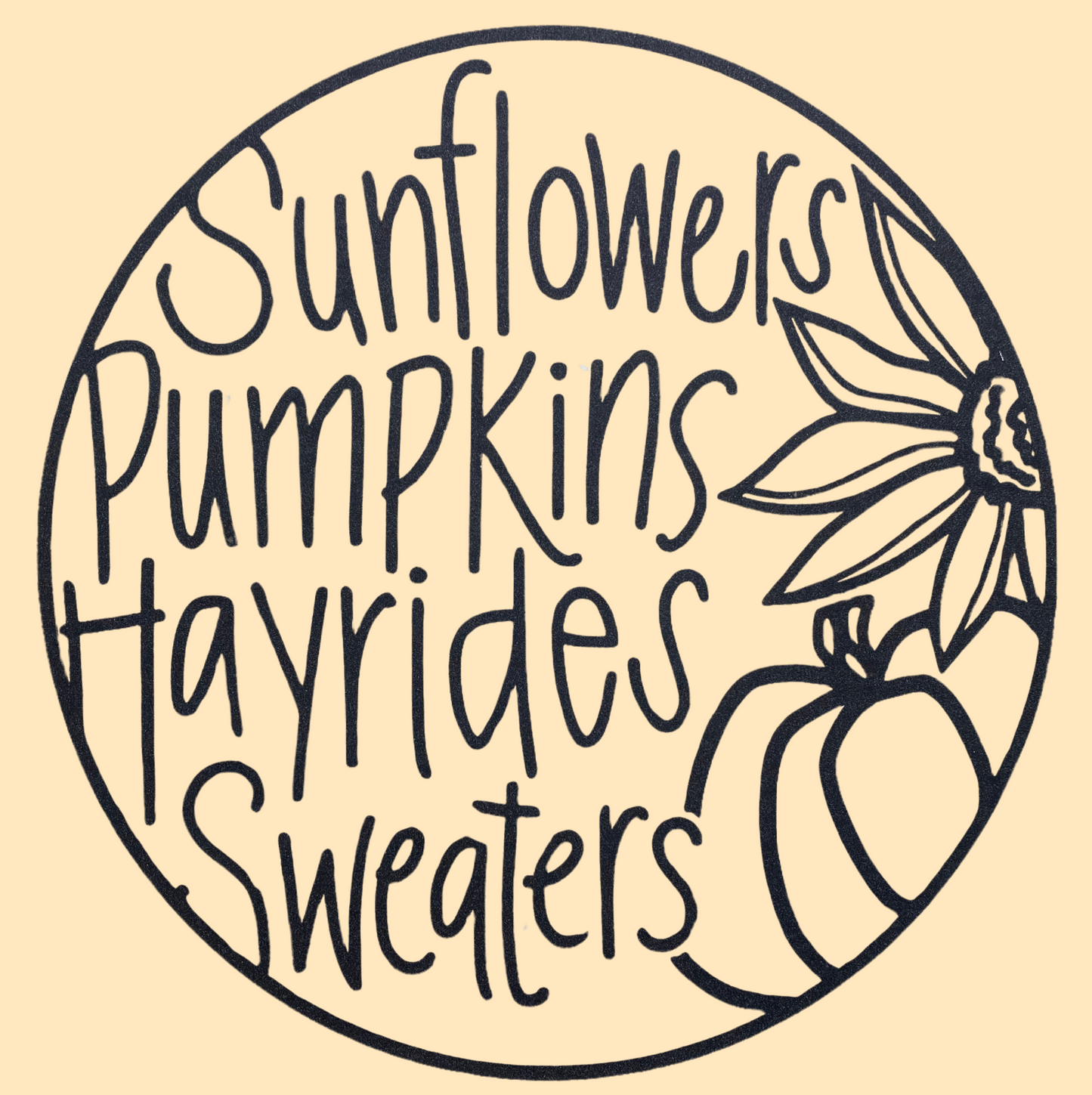 Transfer Only: Circle Sunflower, pumpkins, hayrides, sweaters