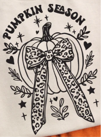 Transfer Image Only: Pumpkin Season pumpkin with cheetah bow