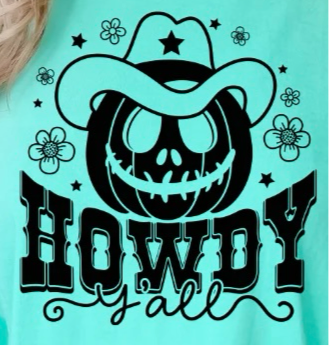 Transfer Image only: Howdy Y’all Pumpkin in black ink