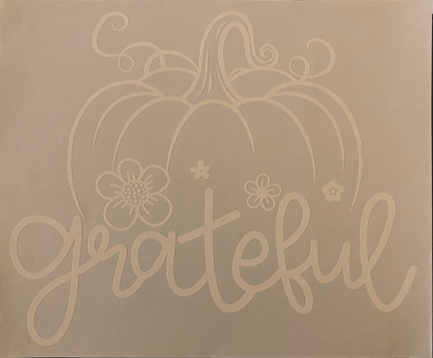 Transfer Image Only: Grateful Pumpkin in white ink