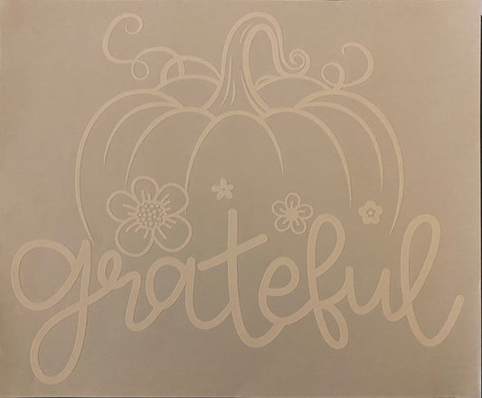 Transfer Image Only: Grateful Pumpkin in white ink