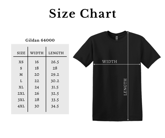 Size Chart Gildan G6400 Soft Style